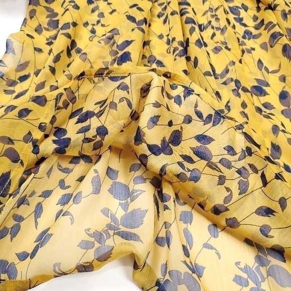 New Here Comes the Sun Boho Wide Leg Lined Pants Gold Navy Leaf Pattern … - Picture 7 of 14